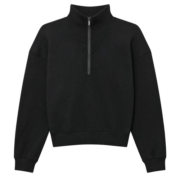 Naadam Cotton/Cashmere Cropped Fleece Quarter Zip - Picture 3 of 9